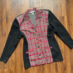 Vintage Le Chateau Plaid Blazer Blouse Canada Made Sz L